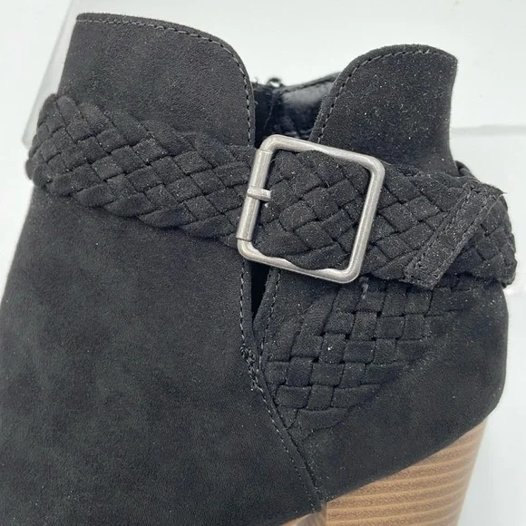 SM New York Barbie Black Suede Boots Braided Accent Ankle Boot 3” Heel - 7.5 - Picture 12 of 14